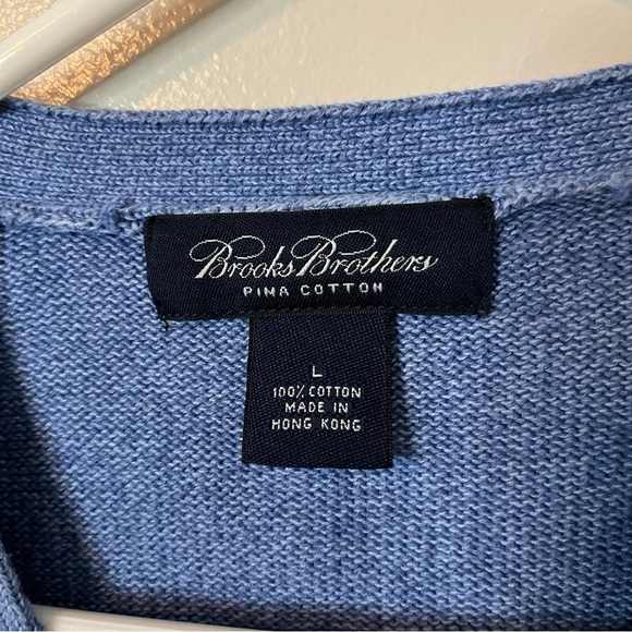 Brooks Brothers Men’s Sweater Blue 100% Pima Cotton Pullover Size Large - Picture 3 of 6